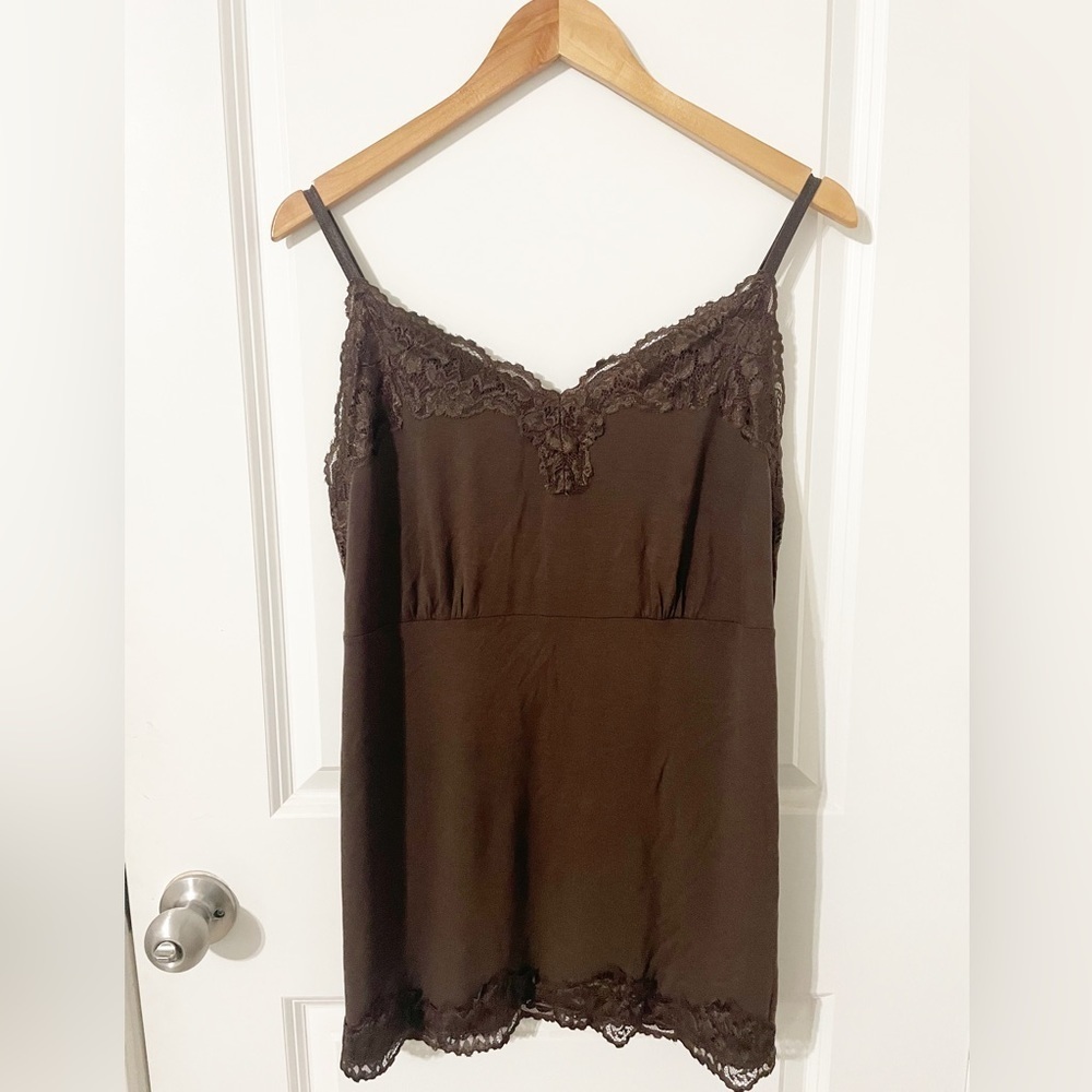 Lane Bryant Lace Trim Cami Brown - Perfect for Any Occasion! Size 14/16